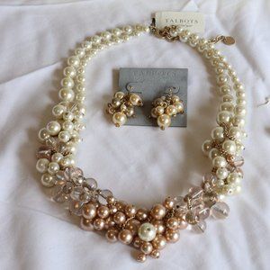 Talbots Pearl Statement necklace  with earrings